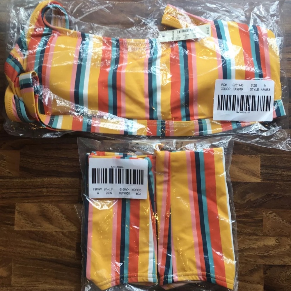 NWT Madewell Striped Bikini Set size Medium Top & Bottom